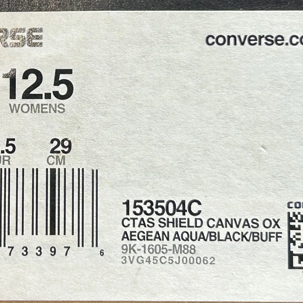 Converse CTAS Shield‎ Canvas Ox Aegean Aqua Black Buff Shoes - Picture 9 of 9